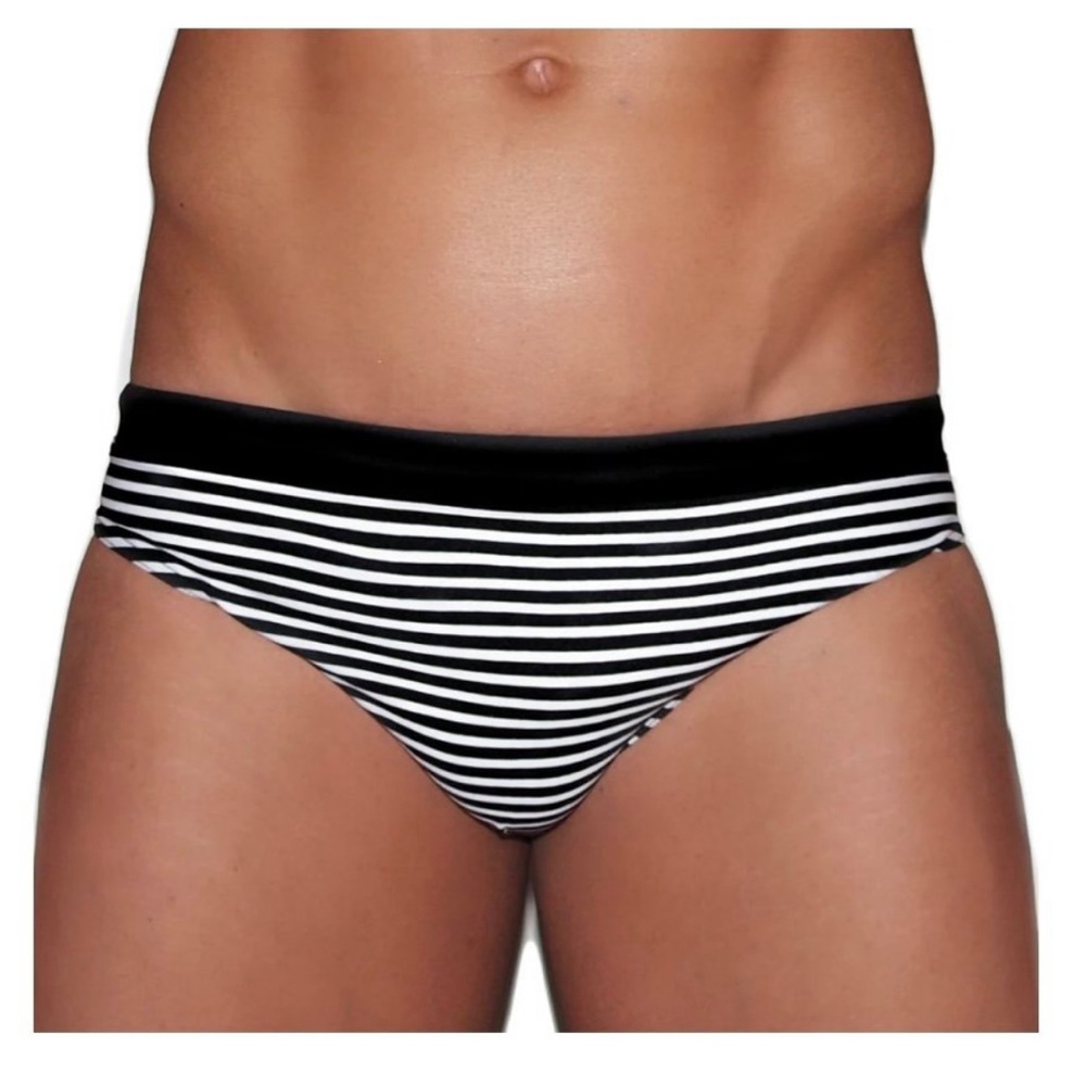 Men’s Wapo Wear monochromatic stripe swim brief, sz L (33-35)